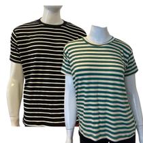 Kit 2 camisetas listradas, manga curta, básica malha unissex - Marzze Store