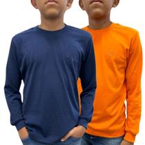 Kit 2 Camisetas Manga Longa Juvenil Menino 100% Algodão