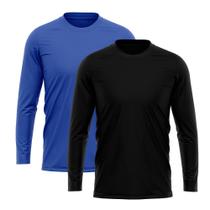 Kit 2 Camisetas Manga Longa Masculina Camisa Térmica Dry UV Proteção Solar Blusa