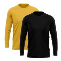 Kit 2 Camisetas Manga Longa Masculina Camisa Térmica Dry UV Proteção Solar Blusa