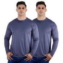 Kit 2 Camisetas Manga Longa Masculina Dry Fit Proteção UV 50