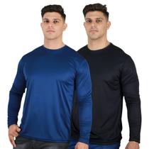 Kit 2 Camisetas Manga Longa Masculina Dry Fit Proteção UV 50