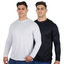 Kit 2 Camisetas Manga Longa Masculina Dry Fit Proteção UV 50