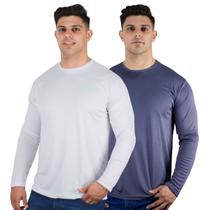 Kit 2 Camisetas Manga Longa Masculina Proteção UV Dry Fit 50