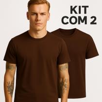 Kit 2 Camisetas Marrom Masculina Algodão Lisa Premium Kit 2 Camisetas Marrom Masculina Algodão Lisa Premium