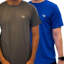 Kit 2 Camisetas Masculina Básica Cinza e Azul Drifit- Flow You