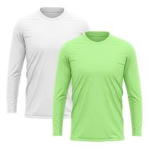 Kit 2 Camisetas Masculina Dry Fit Proteção Solar UV Manga Longa MacLu Blusa Camisa Academia Treino Esporte
