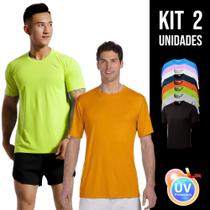 Kit 2 Camisetas Masculina PROTEÇÃO SOLAR UV MANGA CURTA Dry fit Fitness Academia Corrida Praia Volley 730