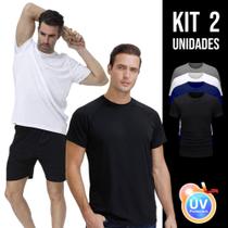 Kit 2 Camisetas Masculina PROTEÇÃO SOLAR UV MANGA CURTA Dry fit Fitness Academia Corrida Praia Volley 730 Kit 2 Camisetas Masculina PROTEÇÃO SOLAR UV MANGA CURTA Dry fit Fitness Academia Corrida Praia Volley 730