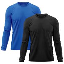 Kit 2 Camisetas Masculina Térmica Proteção Solar UV 50 Academia Praia Esporte Dry Manga Longa
