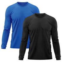 Kit 2 Camisetas Masculina Térmica Proteção Solar UV 50/ Academia Praia Esporte Dry Manga Longa