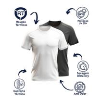 Kit 2 Camisetas Masculina Térmica Proteção UV Manga Curta