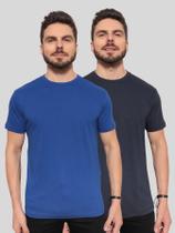 Kit 2 Camisetas Masculinas Básicas 100% Algodão ConfortávelLinhaPremium Azul Marinho e Azul Royal