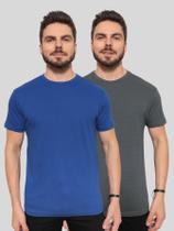 Kit 2 Camisetas Masculinas Básicas 100% Algodão ConfortávelLinhaPremium Azul Royal e Cinza Kit 2 Camisetas Masculinas Básicas 100% Algodão ConfortávelLinhaPremium Azul Royal e Cinza