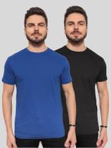 Kit 2 Camisetas Masculinas Básicas 100% Algodão ConfortávelLinhaPremium Preto e Azul Royal Kit 2 Camisetas Masculinas Básicas 100% Algodão ConfortávelLinhaPremium Preto e Azul Royal