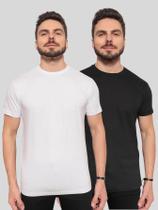 Kit 2 Camisetas Masculinas Básicas 100% Algodão ConfortávelLinhaPremium Preto e Branco Kit 2 Camisetas Masculinas Básicas 100% Algodão ConfortávelLinhaPremium Preto e Branco