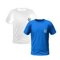 Kit 2 Camisetas Masculinas Camisa Manga Curta Bordada Premium (Azul, Branca)