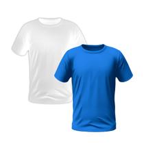 Kit 2 Camisetas Masculinas Camisa Manga Curta Lisa Premium (Azul, Branco)