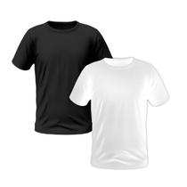 Kit 2 Camisetas Masculinas Camisa Manga Curta Lisa Premium (Branco, Preto)