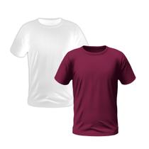 Kit 2 Camisetas Masculinas Camisa Manga Curta Lisa Premium (Vinho, Branco) Kit 2 Camisetas Masculinas Camisa Manga Curta Lisa Premium (Vinho, Branco)