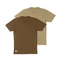 Kit 2 Camisetas Masculinas Cotton Confortavel Marrom e Bege Kit 2 Camisetas Masculinas Cotton Confortavel Marrom e Bege