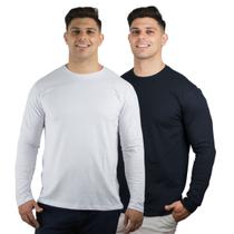 Kit 2 Camisetas Masculinas Manga Longa 100% Algodão Premium