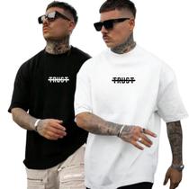 Kit 2 Camisetas Oversized Treino 100% algodão Estampadas Trust