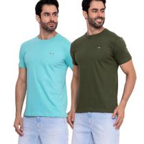 Kit 2 camisetas Premium Azul Claro e Verde Militar Kit 2 camisetas Premium Azul Claro e Verde Militar