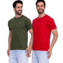 Kit 2 camisetas Premium Verde Militar e Vermelho