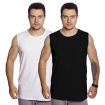 Kit 2 Camisetas Regata 100% Algodão Lisa Masculina TM004-K2