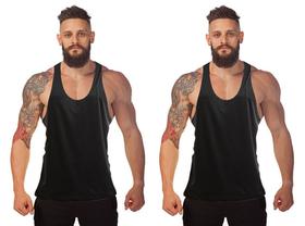 Kit 2 Camisetas Regatas Cavada Masculina Lisa Poliéster