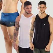 Kit 2 Camisetas Regatas Dry 1 Sunga Estampada Boxer Premium
