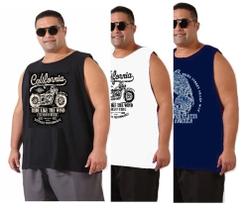 Kit 2 CAMISETAS REGATAS PLUS SIZE LIsas ou Estampadas 100% Algodão Básica Gola Redonda Extra Grande