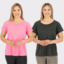 Kit 2 Camisetas Selene Dryfit Básica Feminina Rosa e Preta Kit 2 Camisetas Selene Dryfit Básica Feminina Rosa e Preta