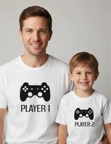 Kit 2 Camisetas Tal Pai Tal Filho Gamer Player 1 e Player 2 Infanto-Adulto Kit 2 Camisetas Tal Pai Tal Filho Gamer Player 1 e Player 2 Infanto-Adulto
