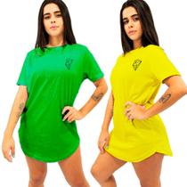 Kit 2 Camisetas Tapa Legging Estampadas Soltinhas Para Malhar e Dia A Dia
