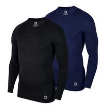 Kit 2 Camisetas Térmicas Masculina Segunda Pele Camisa Uv50+ DryFit Proteção