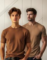 Kit 2 Camisetas Tshirt Masculina Malha Canelada Algodão Slim