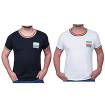 Kit 2 Camisetas Unissex inspirada nas cores da bandeira LGBT+ - Island Shark
