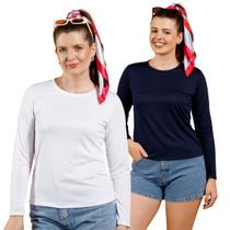 Kit 2 Camisetas UV Manga Longa Feminina com Proteção Solar e Tecido Leve 3060.K2 Kit 2 Camisetas UV Manga Longa Feminina com Proteção Solar e Tecido Leve 3060.K2