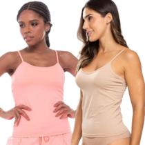 Kit 2 Camisete Feminina Casual Segunda Pele Alça Fina Regata Conforto Camiseta Não Marca