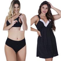 Kit 2 Camisola Amamentação +3 Calcinha Pós Parto +2 Sutiã Bojo Kit 2 Camisola Amamentação +3 Calcinha Pós Parto +2 Sutiã Bojo