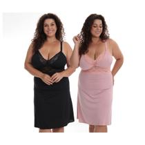 Kit 2 Camisola Amamentação Renda PLUS Size Gestante