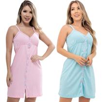 Kit 2 Camisola Feminina Algodão Pós Cirúrgico Com Botões Maternidade Amamentação Kit 2 Camisola Feminina Algodão Pós Cirúrgico Com Botões Maternidade Amamentação