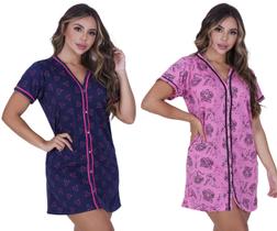 Kit 2 Camisolas Estampadas Blogueirinha Botão Amamentar