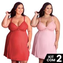 Kit 2 Camisolas Plus Size Romantic Sexy Tamanho Grande Confortável Charmosa