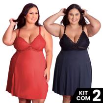 Kit 2 Camisolas Plus Size Romantic Sexy Tamanho Grande Confortável Charmosa