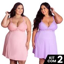 Kit 2 Camisolas Plus Size Romantic Sexy Tamanho Grande Confortável Charmosa - Surreal lingerie