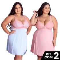 Kit 2 Camisolas Plus Size Romantic Sexy Tamanho Grande Confortável Charmosa