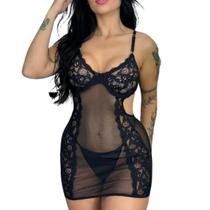 Kit 2 Camisolas Sensual Renda e Tule Feminina Sexy Decotada Luxo